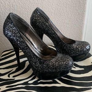 Black silver glitter 7 1/2 heels